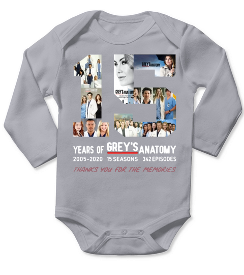 15 Years Of Grey Anatomy Thank You For The Memories Long Sleeve Baby One-Piece