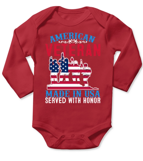 American Veteran Made In Usa Served With Honor Long Sleeve Baby One-Piece