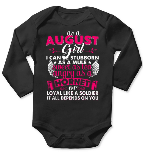 August Girl Stubborn As Mule Sweet As Tea - Unisex Long Sleeve Long Sleeve Baby One-Piece