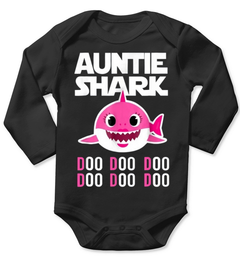 auntie shark   doo Long Sleeve Baby One-Piece