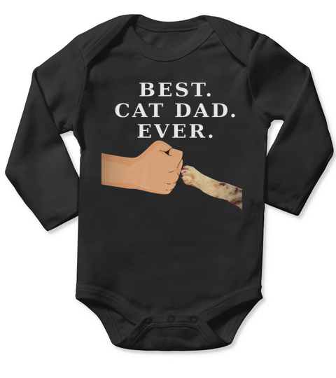 Best Cat Dad Shirt- Deluxe Slim-fit Paw Fist Bump Tee Long Sleeve Baby One-Piece