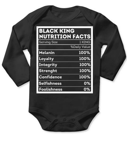 BLACK KING Nutritional Facts I MAN Nutrition Label Long Sleeve Baby One-Piece
