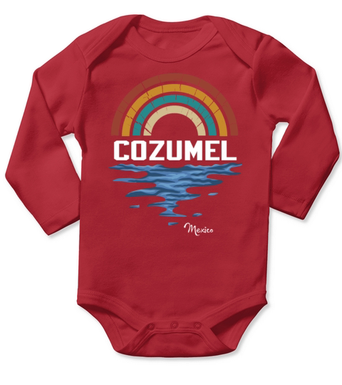 Cozumel Mexico Vintage Sunset Long Sleeve Baby One-Piece