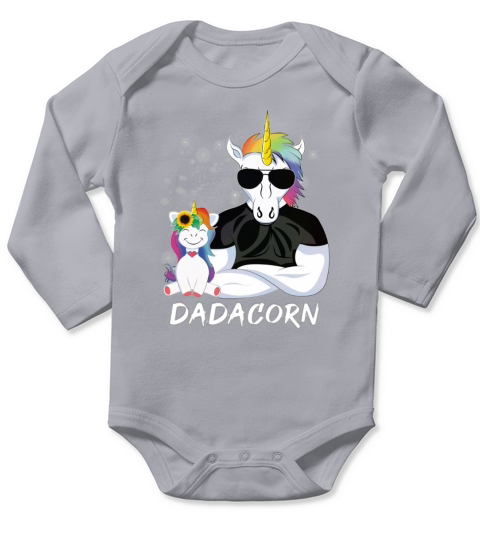 Dadacorn Muscle Unicorn Dad And Daughter shirt Long Sleeve Baby One-Piece