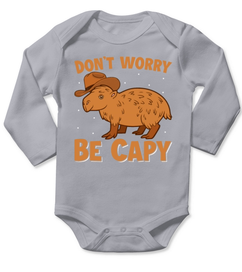 Dont Worry Be Capy - Capybara Wearing Hat Rodent Long Sleeve Baby One-Piece