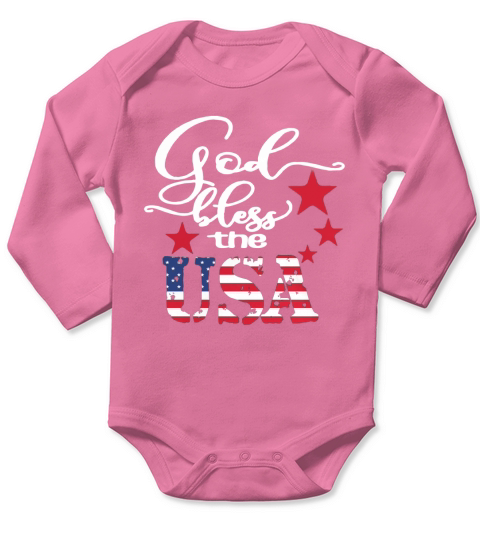 God Bless the USA 4th of July Gift T-Shirt Long Sleeve Baby One-Piece