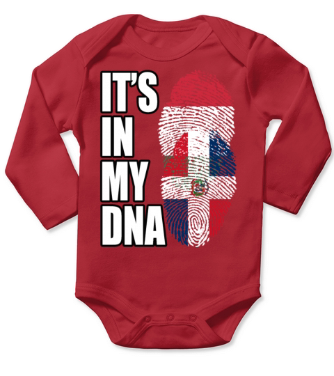 Hungarian And Dominican Mix Heritage DNA Flag Long Sleeve Baby One-Piece