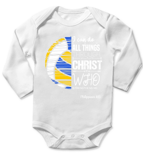 I Can Do All Things Through Christ Volleyball Long Sleeve Baby One-Piece