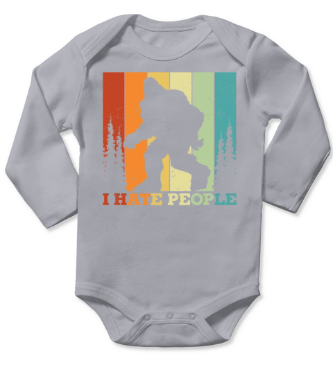 I Hate People Bigfoot Yeti Funny Retro Vintage Long Sleeve Baby One-Piece