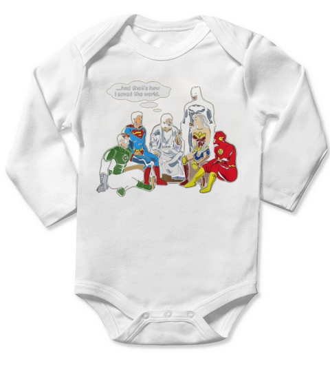 Jesus and DC superheroes and that’s how I saved the world shirt Long Sleeve Baby One-Piece