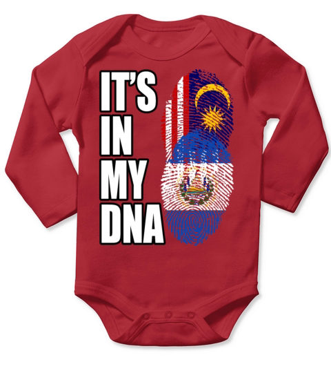 Malaysian And Salvadoran Mix Heritage DNA Flag Long Sleeve Baby One-Piece