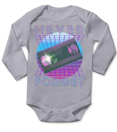 Never Forget Retro 80s 90s Nostalgia Long Sleeve Baby One-Piece