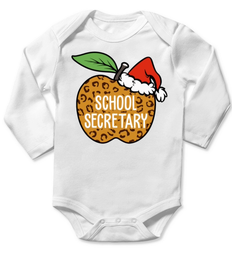 School Secretary Leopard Apple Santa Hat Long Sleeve Baby One-Piece