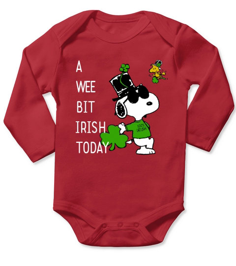 Snoopy A Wee Bit Irish Today Shamrock St. Patrick’s Day shirt Long Sleeve Baby One-Piece