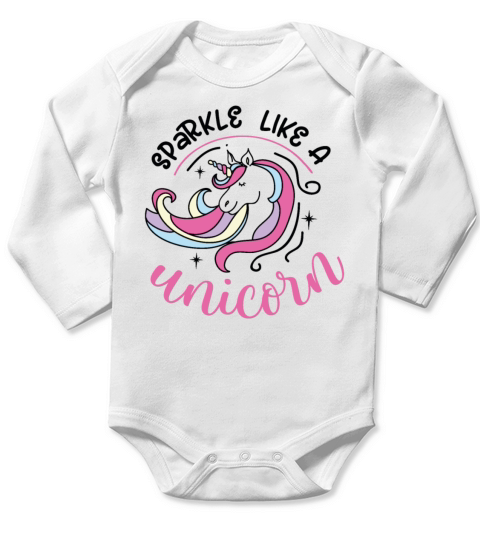 Sparkle Like A Unicorn Colored Quotes Long Sleeve Baby One-Piece
