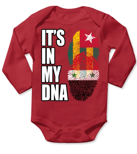 Togolese And Syrian Mix Heritage DNA Flag Long Sleeve Baby One-Piece