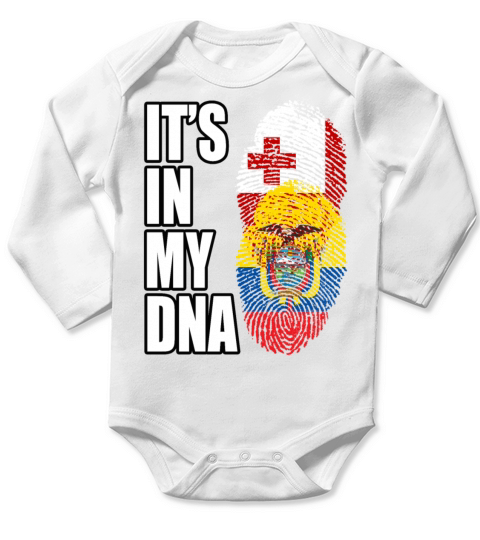Tongan And Ecuadorian Mix Heritage DNA Flag Long Sleeve Baby One-Piece