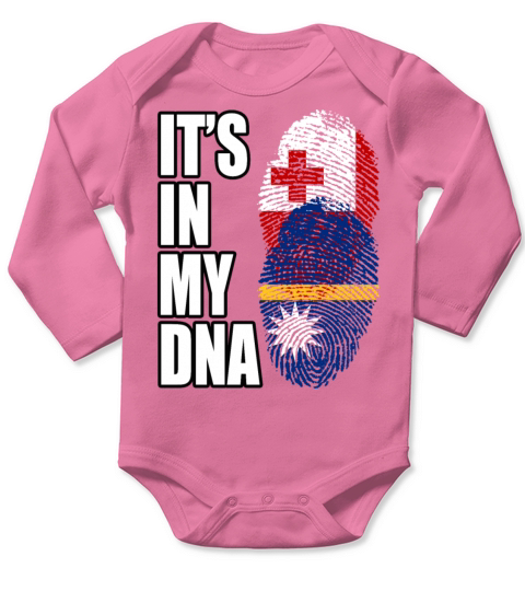 Tongan And Nauruan Mix Heritage DNA Flag Long Sleeve Baby One-Piece