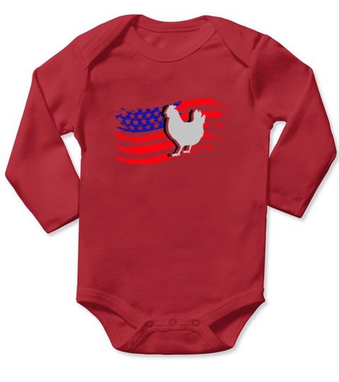 Vintage Farm Chicken 4Th Of July American Flag shirt Long Sleeve Baby One-Piece