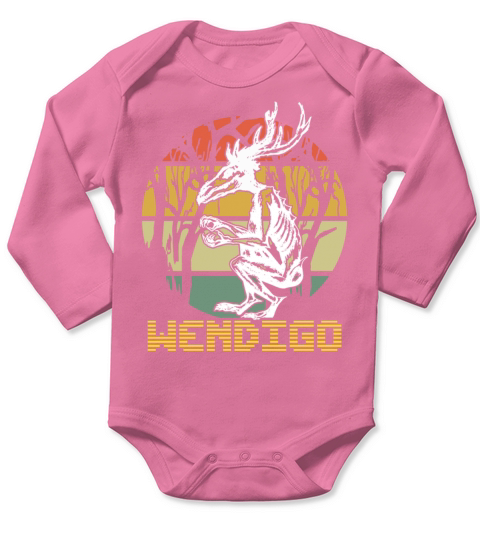 Vintage Folk Wendigo Halloween Cryptid Monster Long Sleeve Baby One-Piece