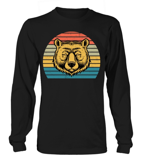 Bear Lover Gift Funny Retro Vintage Animal T Shirt Long sleeved Unisex