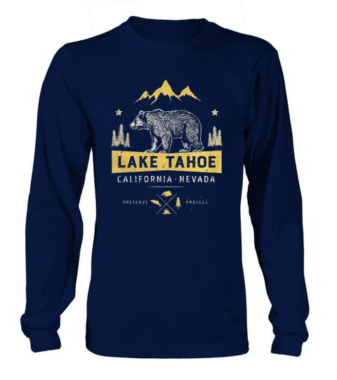 lake tahoe california nevada vintage bear t shirt men women r98 Black Long sleeved Unisex