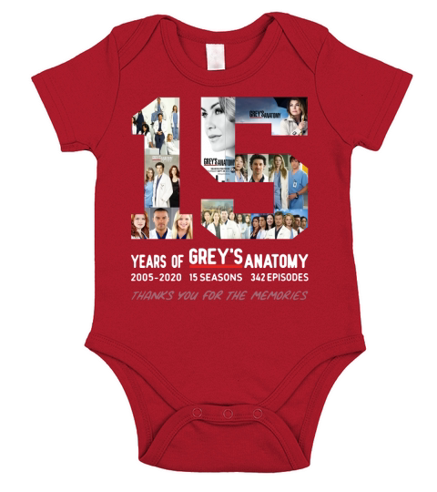 15 Years Of Grey Anatomy Thank You For The Memories Short Sleeve Baby One-Piece