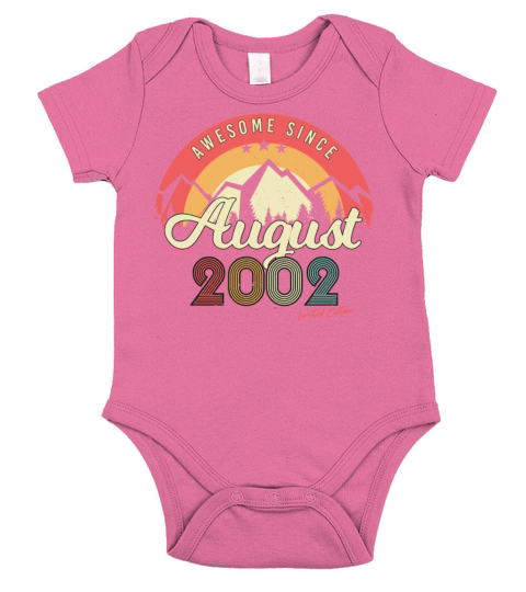 20th Birthday In August 2002 Short Sleeve Baby One-Piece