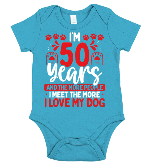 50 Year Old Dog Dad Dog 50th Birthday Pet Lover Short Sleeve Baby One-Piece