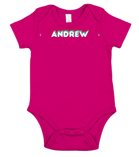 Andrew Name - Funny Name Andrew 80s theme Short Sleeve Baby One-Piece