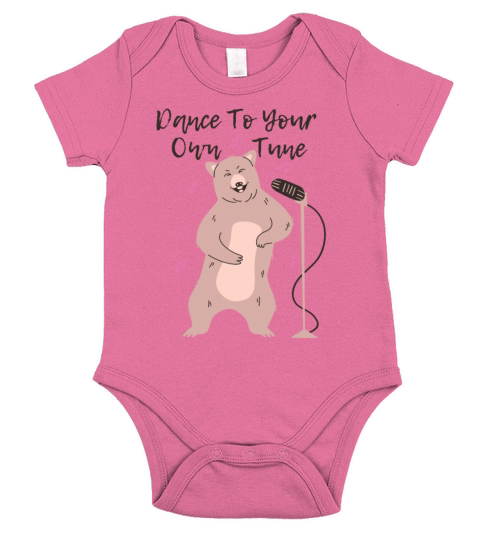 Bear Dancing To Its Own Tune Cartoon Short Sleeve Baby One-Piece