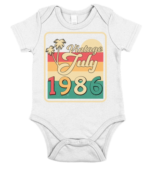 Birthday Greeting For July 1986 Short Sleeve Baby One-Piece