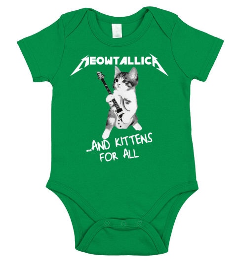 Cat Play Guitar Meowtallica and kittens for all shirt Short Sleeve Baby One-Piece