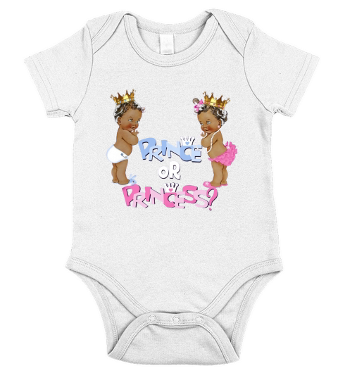 Cute Ethnic Prince or Princess Baby Gender Reveal T-Shirt Short Sleeve Baby One-Piece