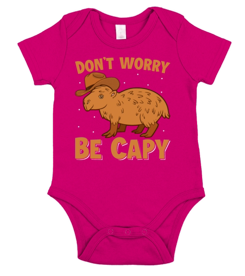 Dont Worry Be Capy - Capybara Wearing Hat Rodent Short Sleeve Baby One-Piece