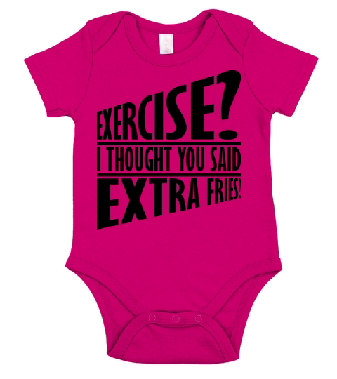 Exercise Extra Fries Quote Short Sleeve Baby One-Piece