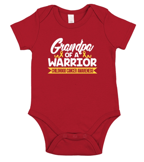 Grandpa of A Warrior Childhood Cancer Awareness Short Sleeve Baby One-Piece