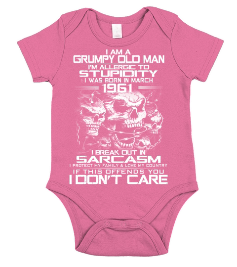 Grumpy man born in March 1961 Short Sleeve Baby One-Piece