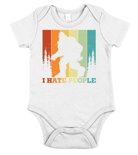 I Hate People Bigfoot Yeti Funny Retro Vintage Short Sleeve Baby One-Piece
