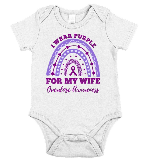 I Wear Purple For My Wife Overdose Awareness Short Sleeve Baby One-Piece