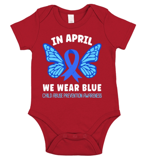 In April We Wear Blue Child Abuse Prevention Short Sleeve Baby One-Piece