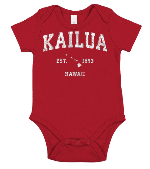 Kailua Hawaii Hi Vintage Athletic Sports Design Short Sleeve Baby One-Piece