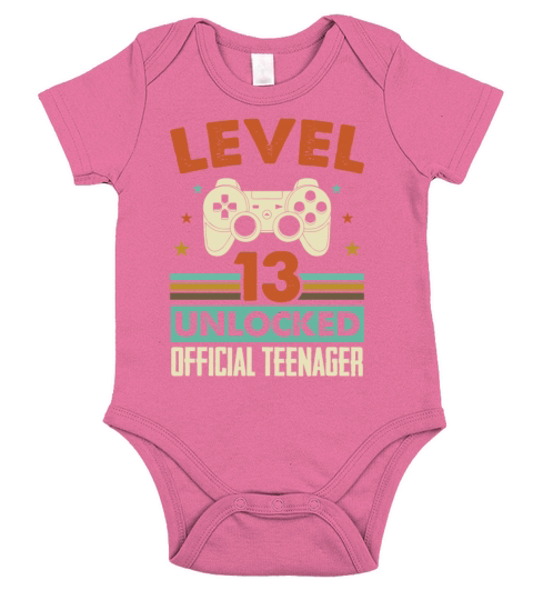Level 13 Unlocked Official Teenager 13th Birthday Short Sleeve Baby One-Piece