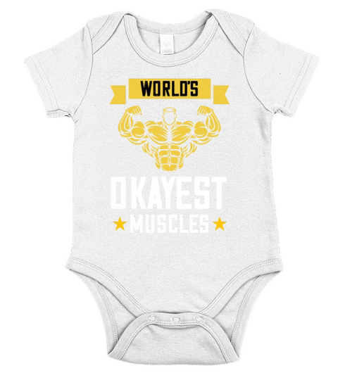 Men s Worlds Okayest Muscles Short Sleeve Baby One-Piece