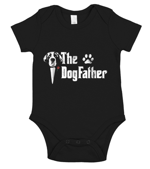 Mens The Dogfather Saint bernard Dog Dad Tshirt Fathers Day Gif Short Sleeve Baby One-Piece