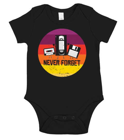 Never Forget Funny Vintage Cassette Tape Short Sleeve Baby One-Piece