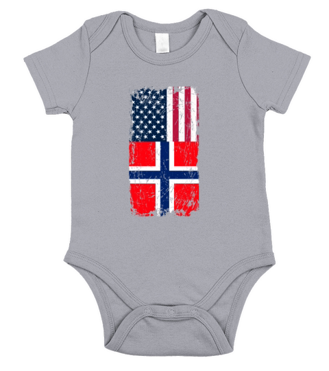 Norway USA Flag Short Sleeve Baby One-Piece