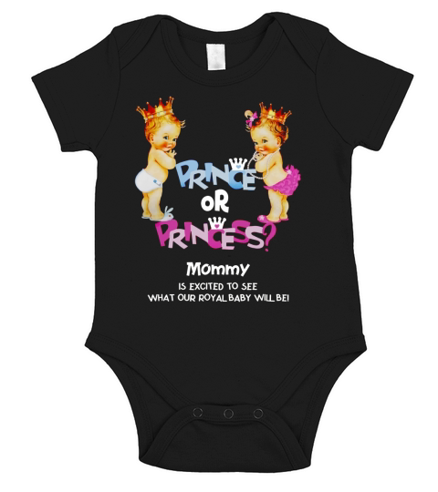 Prince Or Princess Mommy Gender Reveal Party Short Sleeve Baby One-Piece