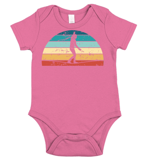 Retro Slacklining Sunset Vintage slackline Sunrise Short Sleeve Baby One-Piece