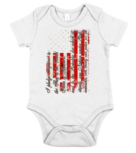 Vintage American Flag Pledge Of Allegiance Short Sleeve Baby One-Piece